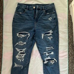 Women’s stretchy size 12 jeans. American Eagle. Patched High Waisted Jegging.